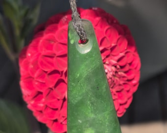 Bright green Himalayan nephrite Jade adze shaped pendant