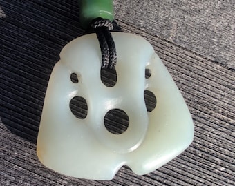 Shield Siberian white nephrite Jade pendant