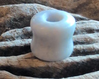Lilac and mint hand carved  "dog bone" shaped Guatemalan jadeite bead