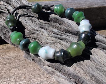 Handmade unique mixed multicolored jade bead bracelet