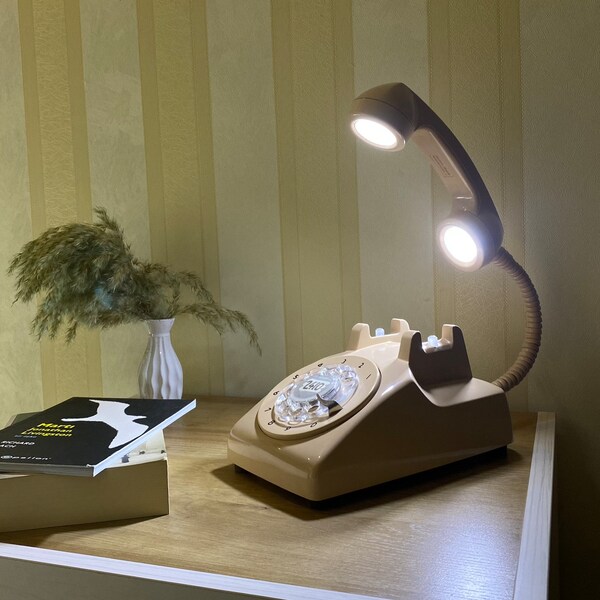 Vintage Phone Lamp, Retro, Lamp Phone, Home Decor, Desk Lamp, Office Furniture, 1960s Antique Lamp, Table, Telephone Lamp