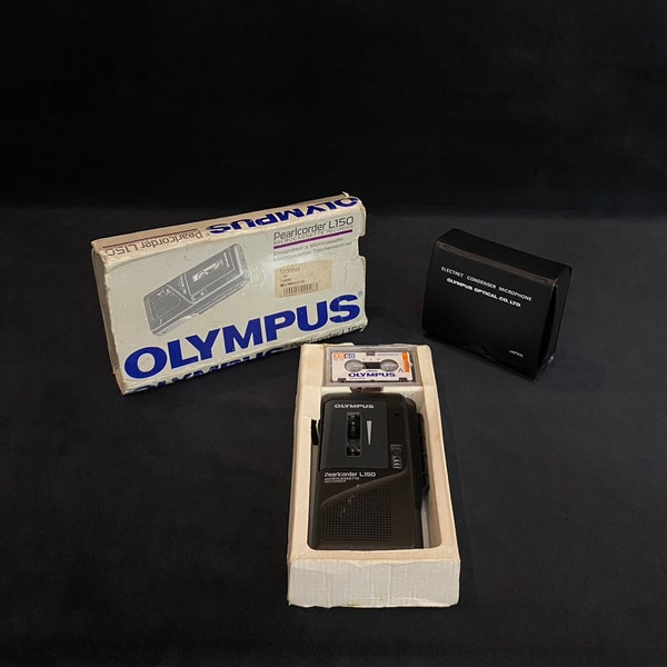 Vintage Olympus Recorder and Microphone, Made in Japan, Microcassette Player, Rare and Collectible Model, Fully Working