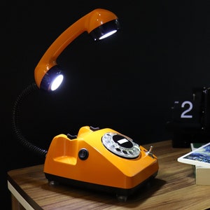 1960s Telephone Lamp, Handcrafted Desk Light with Vintage Rotary Phone, Designer Lamp, Unique Gift, Home Office Decor, Retro Table Lamp