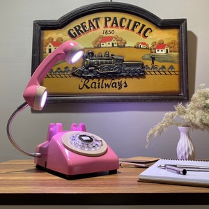 Vintage Phone Lamp, Retro, Home Decor, Desk Lamp, Office Furniture, 1960s Antique Lamp, Table, Gift Decor, Telephone Lamp,  Lamp