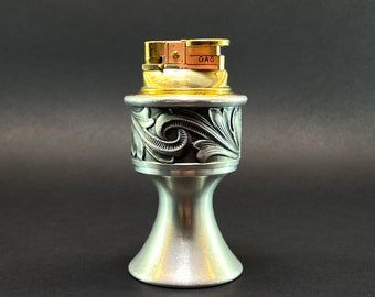 1970s Zinn Table Lighter, Made in Norway, Handmade Table Top Lighter, Vintage Cigarette Cigar Lighter, Pedestal Gas Lighter,Rare Collectible