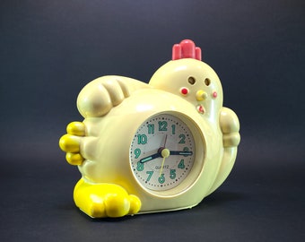 1980s Talking Chicken Clock, Vintage Chicken Table Clock, Alarm Desk Clock, Animated Eyes, Funny Clock,Rare and Collectible, Fully Working