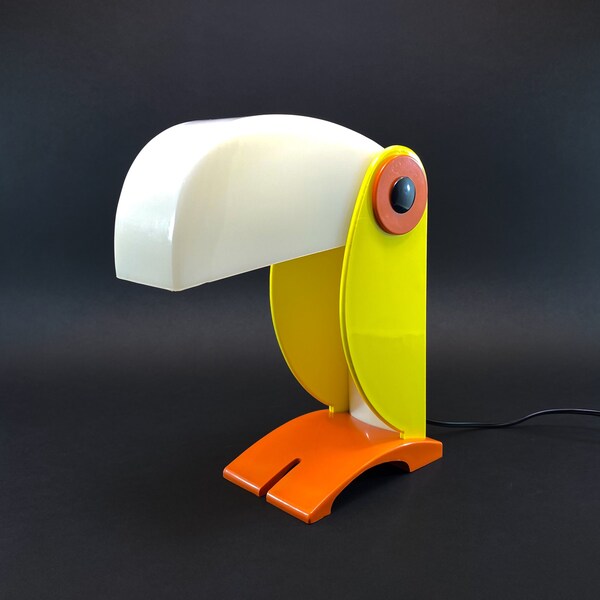 Toucan Lamp, Super Rare Old Timer Ferrari Toucan Lamp ,Vintage Collectible Table Lamp, Pop Art Colors, 1980s Furniture, OTF Verona Bird Lamp