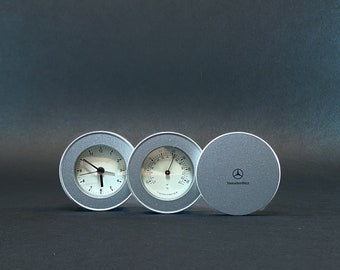 Vintage Mercedes-Benz Clock and Thermometer, Mercedes Collectible Advertising Product, Foldable Desk Alarm Clock, High Quality,Fully Working