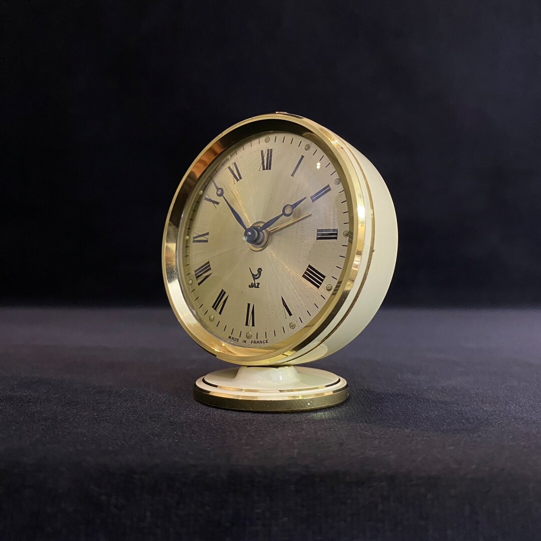 Antique JAZ Table Clock, Vintage Alarm Clock, Mechanical Windup Clock