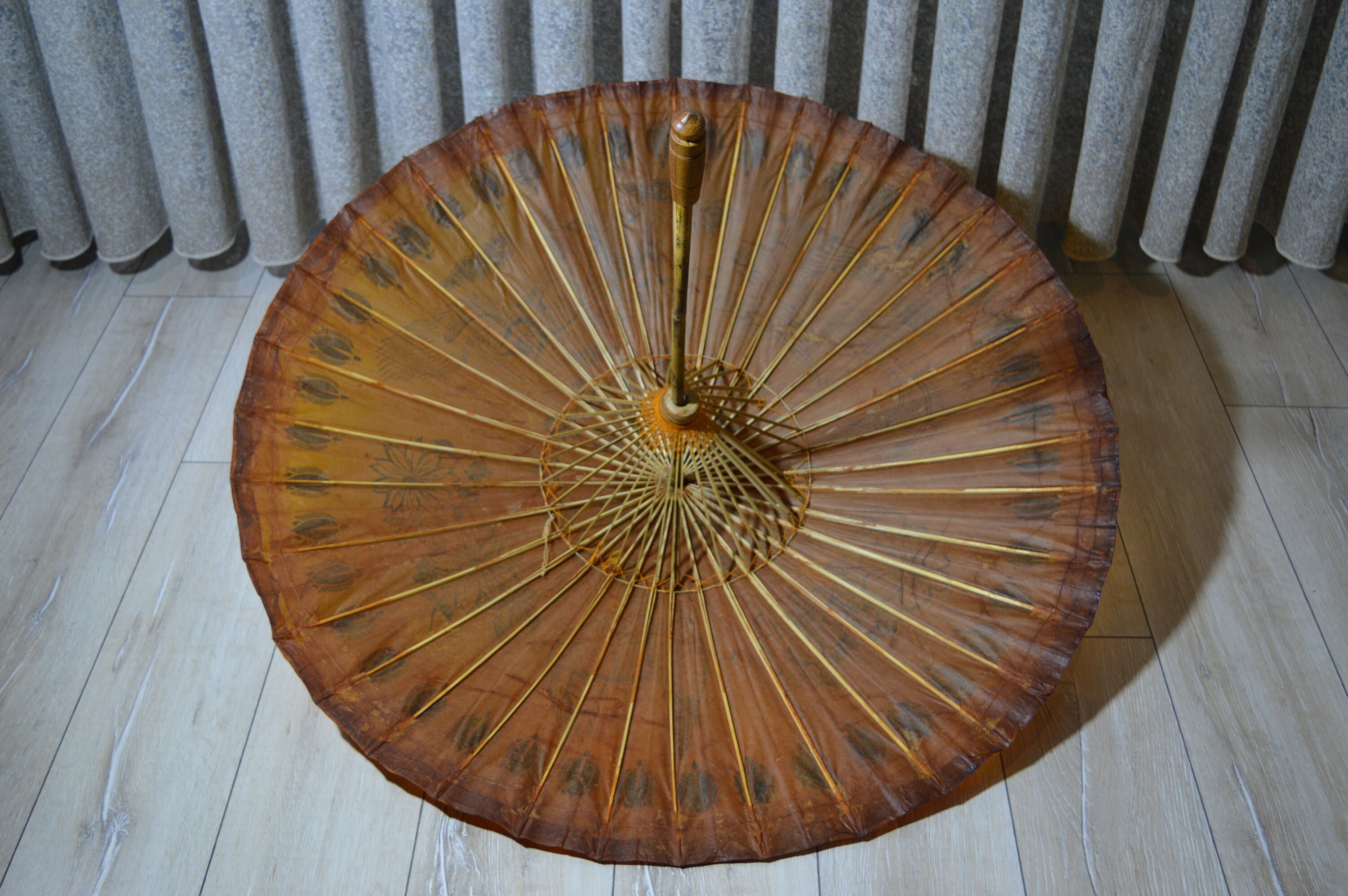 Handpainted Parasol bamboo umbrella Vintage Japanese Bamboo Etsy