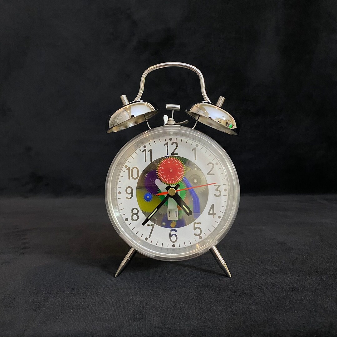 Vintage Transparent Table Clock, Mechanical Table Clock, Alarm Clock