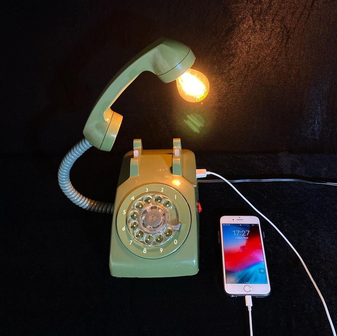 Phone Lamp To Charge Your Phones Vintage Phone Lamp Retro Etsy