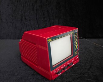 Vintage 1980s Televisions, Space Age Mini TV, Black & White TV with Am/Fm Radio, Brand, Pop Art Colors, Fully Working