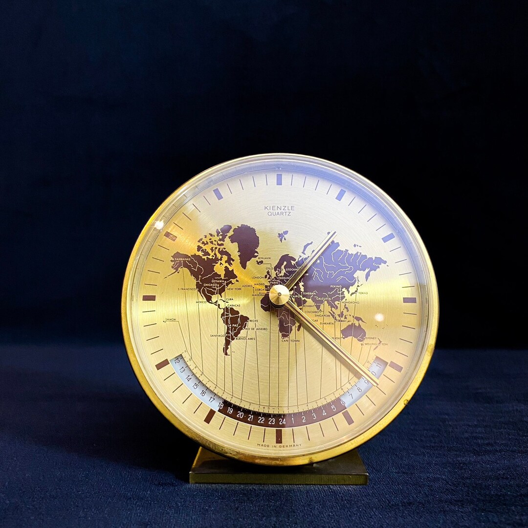 Super Rare KIENZLE World Clock, Antique Kienzle Table Clock, Vintage