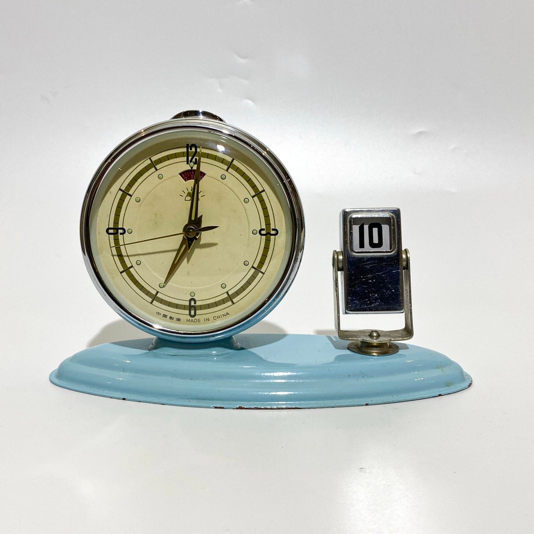 Vintage Rare Calendar Clock Antique Alarm Table Clock Etsy