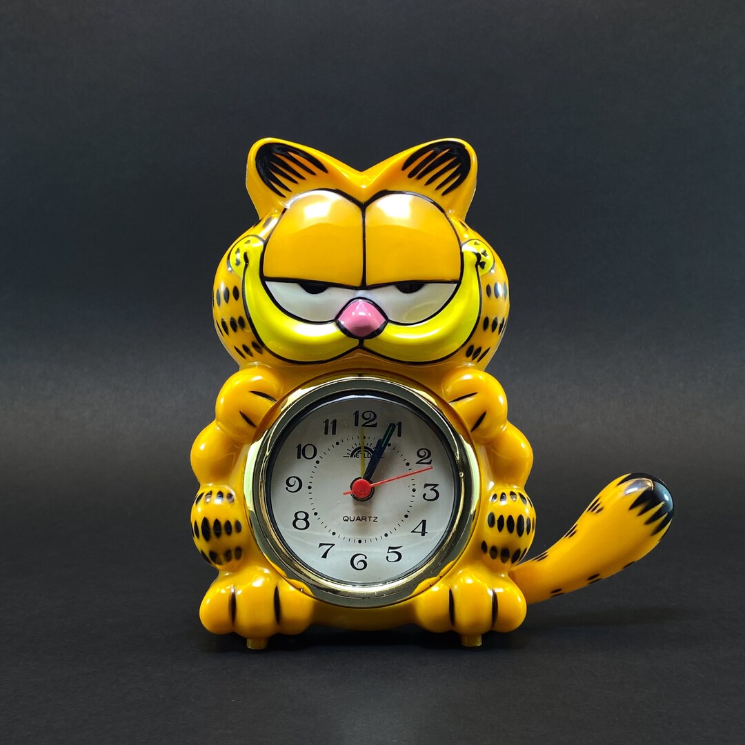 Super Rare Garfield Table Clock, Vintage Mini Garfield Clock, Garfield