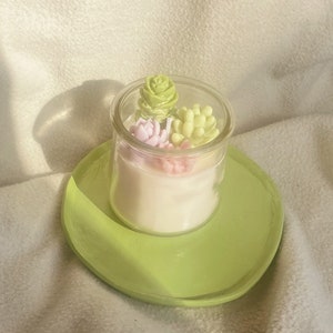 Succulent Design Jar Candle, Flower Plant Mom Succulent Decor Candle, Plant Lover Gift Soy Wax Essential Oil Natural Scented Candle