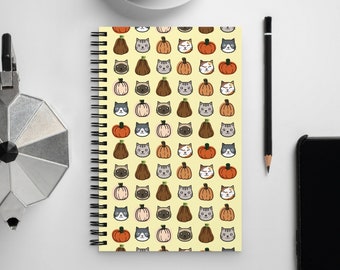 Adorable Pumpkin and Kitty Notebook; Cat Journal; Pumpkin Notebook; Fall Cat Notebook ; Kitty Spiral Notebook; Cat Lover Stationery