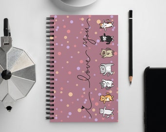 Adorable I LOVE YOU Cats Notebook- Purple; Cat Print Journal; Cat Mom Notebook; Gift for Cat Lovers; Cat Stationery; Travel Journal