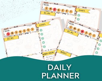Printable 7 Day Planner with Cat Design Background ; Bible Verses Included; To-Do List; Notes; Goals ; 11&quot; x 8.5&quot;