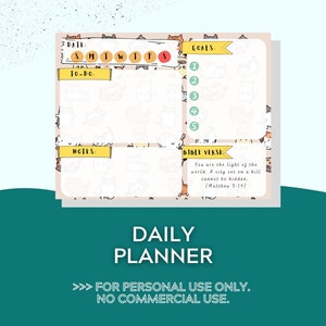 Printable 7 Day Planner with Cat Design Background Bible Verses Included To-Do List Notes Goals 11 x 8.5 image 6