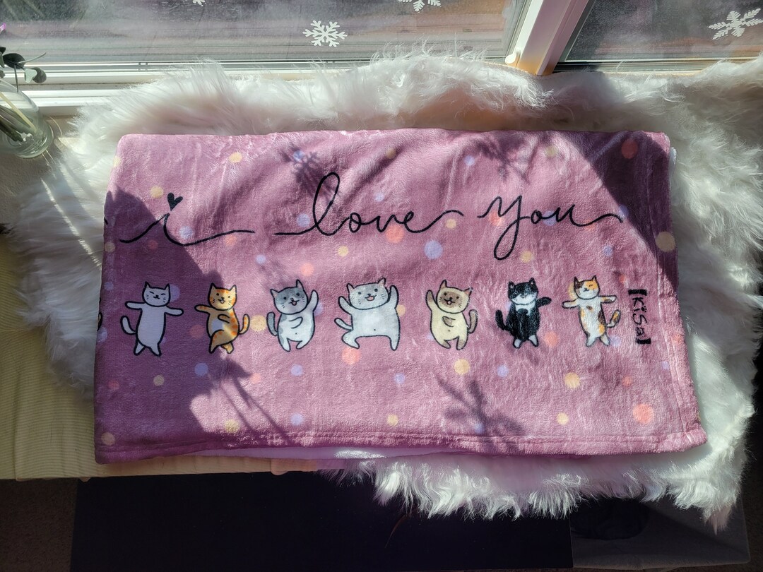 Cute Cats Throw Blanket I Love You Cats Blanket Cats Print Throw