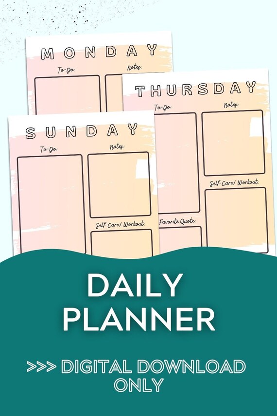 Printable Daily Planner Printable 7 Day Planner Sunset | Etsy
