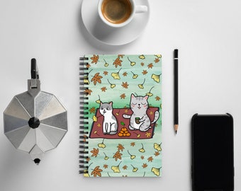 Adorable Fall Cats Notebook; Autumn Leaves Notebook; Prayer Notebook; Doodle Journal; Stationery; Spiral Notebook