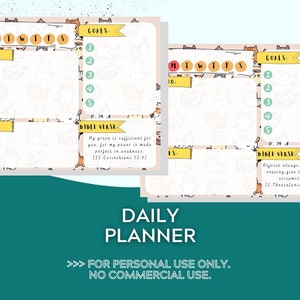Printable 7 Day Planner with Cat Design Background Bible Verses Included To-Do List Notes Goals 11 x 8.5 image 3