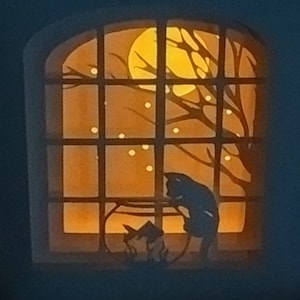 CATS   -- 4 in 1 5 side  3D papercut shadow box - light  ( tea light or led ) ,papercut scut 5  ,SVG ,pdf,...papercraft