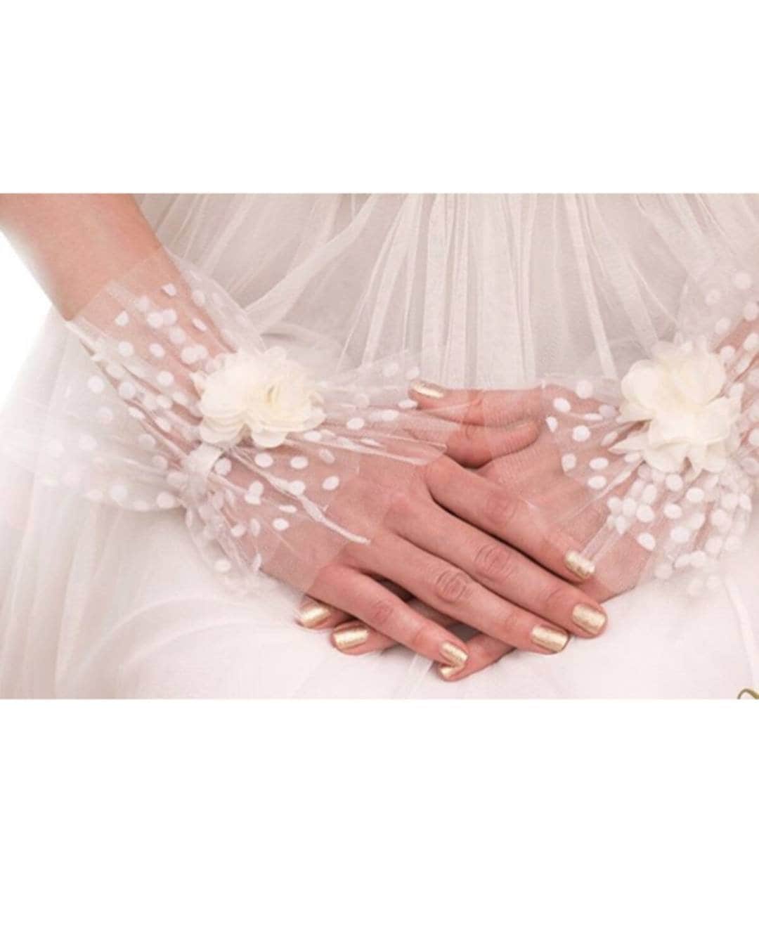 SUBTAVIK Guanti Da Sposa In Pizzo Fino Al Gomito - Eleganti Con Motivo Floreale Per Matrimoni E Serate - Foto 4