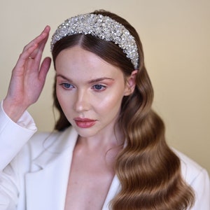 All white/ivory bridal headband,bride headband,shiny bridal crown,shiny bridal tiara,bridal headpiece,bridal hairpiece,crystals for bride