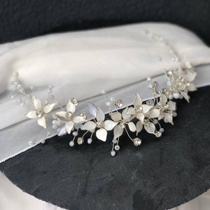 Silver leaves headpiece,silver leaves hair clip,floral headpiece,bridal headpiece,bridal hair accessories,hair jewelry,wedding accessories