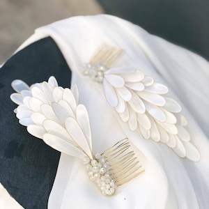 Angel wings bridal hair clip,angel wings bridal headpiece,bridal accessories,wedding accessories,hair vine,hair clip,pearls hair clip