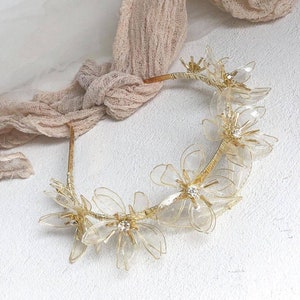 Gold wild flower wedding tiara,bridal tiara,flowers wedding crown,wedding headpiece,bridal headpiece,bridal accessories
