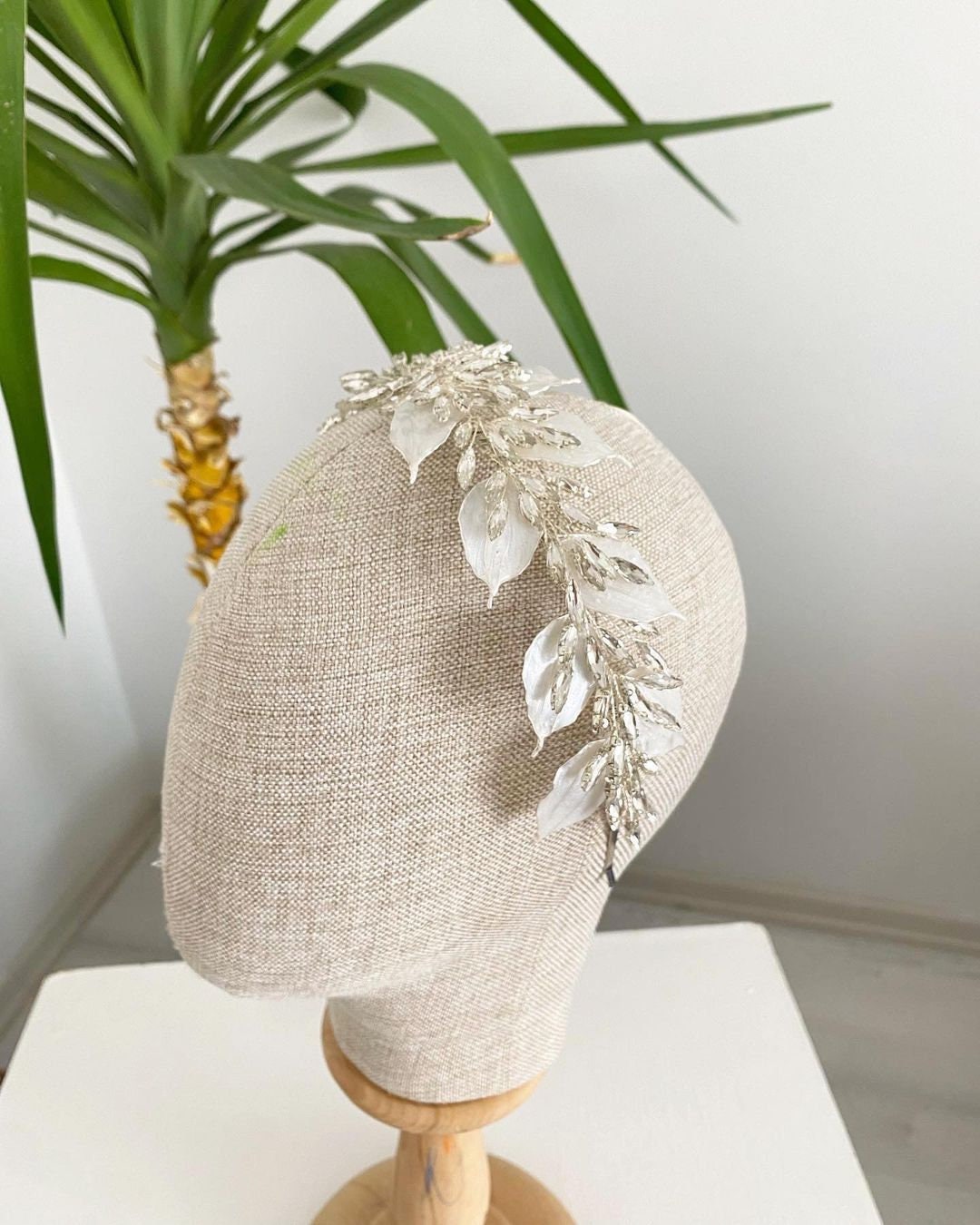 Ivory Leaf Bridal Headpiece,ivory Bridal Crown,bridal Leaf Ivory Leaf Bridal Headpiece,ivory Bridal Crown,bridal Leaf