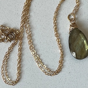 Bestseller, Labradorite Necklace, Gold Wrapped Necklace, Dainty, Gold Layer, Birthday, Gift for her, Present For Mom, Valentines Day image 1