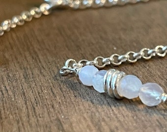 Aquamarine Bracelet, Dangling Charm, Heart Charm, Unique Design, Healing Crystal, Bridesmaid Present, Minimalist Jewelry, Gift For Her