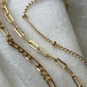 Simple Stacking Bracelets, Paperclip Bracelet, Figaro Chain, Satelite Chain, 14kt Gold, Dainty Jewelry, Gift for Her, Layering Jewelry, Boho