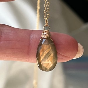 Bestseller, Labradorite Necklace, Gold Wrapped Necklace, Dainty, Gold Layer, Birthday, Gift for her, Present For Mom, Valentines Day image 6