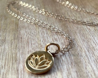 Lotus Charm Necklace, Spiritual Jewelry, Lotus  Pendant, Dainty Necklace, Minimalist Jewelry, Bridesmaid Present, Gift For Her