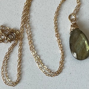 Bestseller, Labradorite Necklace, Gold Wrapped Necklace, Dainty, Gold Layer, Birthday, Gift for her, Present For Mom, Valentines Day image 9