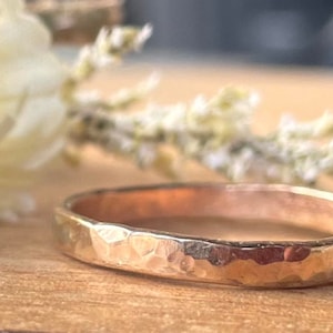 Stackable Thumb Band, Hammered Design, 14K Gold, Sterling Silver, Wedding Band, Stackable Rings, Present For Her, Unisex Rings