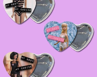 My Body My Choice Doll Heart Pinback Button | Pro Abortion | Pro Choice | Roe V Wade Abortion is Healthcare Femme Accessories