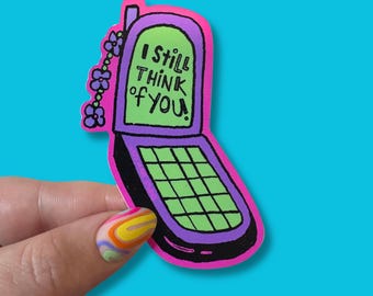 I Still Think of You Retro Phone Waterproof Sticker | Vintage Mobile | Cellphone | Flip Phone | Nostalgic Vibes