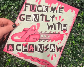 Chainsaw 8 x 10 Art Print | Heathers Movie Quote | Mint Pink Illustrations | Feminist Wall Decor | Woman Empowerment | Graphic Design Poster