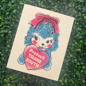 Protect TRANS KIDS 8 x 10 Art Print | Feminist Transgender Illustration | Queer Pride Woman Empowerment Graphic Design Wall Decor