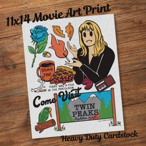Twin Peaks Tv Show 11x14 Heavy Duty Cardstock Poster Art Print | Twin Crime Camp Black Comedy  Illustration   | Graphic Design Poster