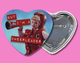 But I'm a Cheerleader Sapphic Lesbian Film Movie Doll Lgbtq+ Heart Pinback Button  | Pillow Princess  | Bisexual Bi Accessories Gift