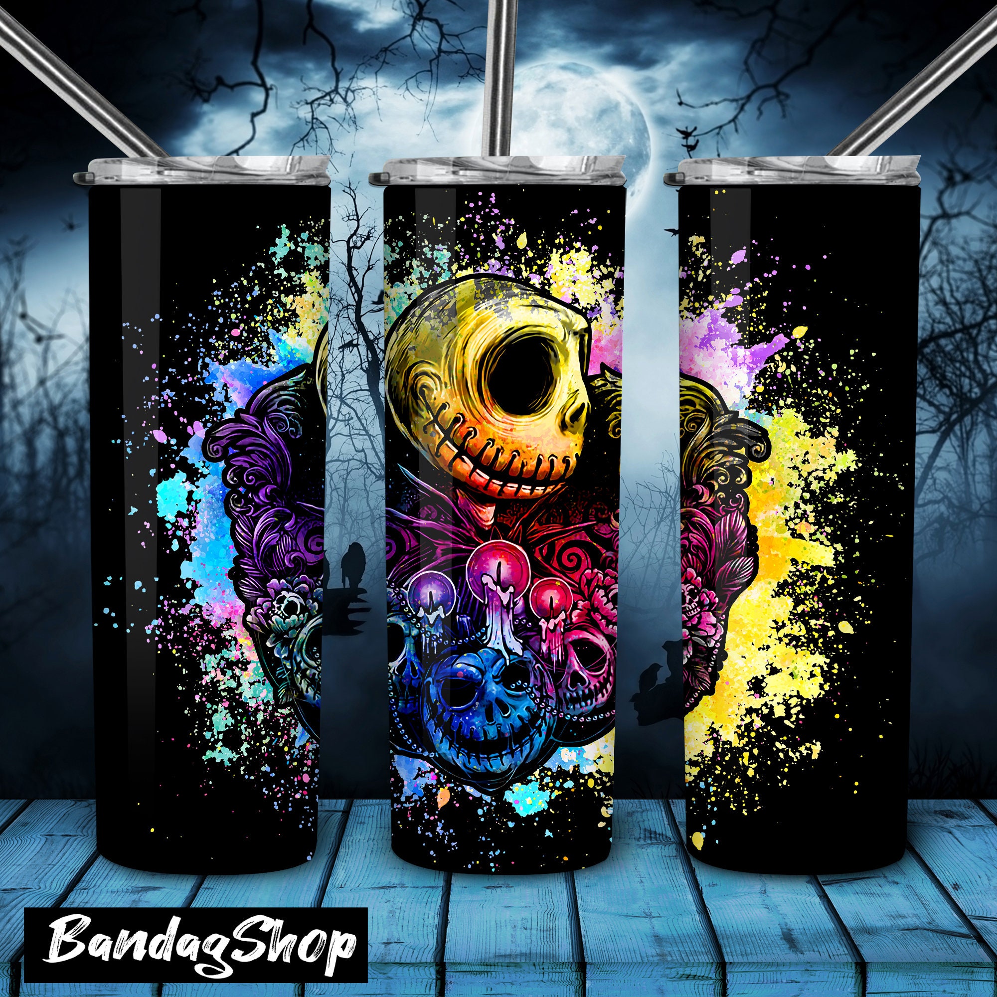 Jack Skellington 20oz Skinny Tumbler PNG, Tumbler Wrap Sublimation, W…